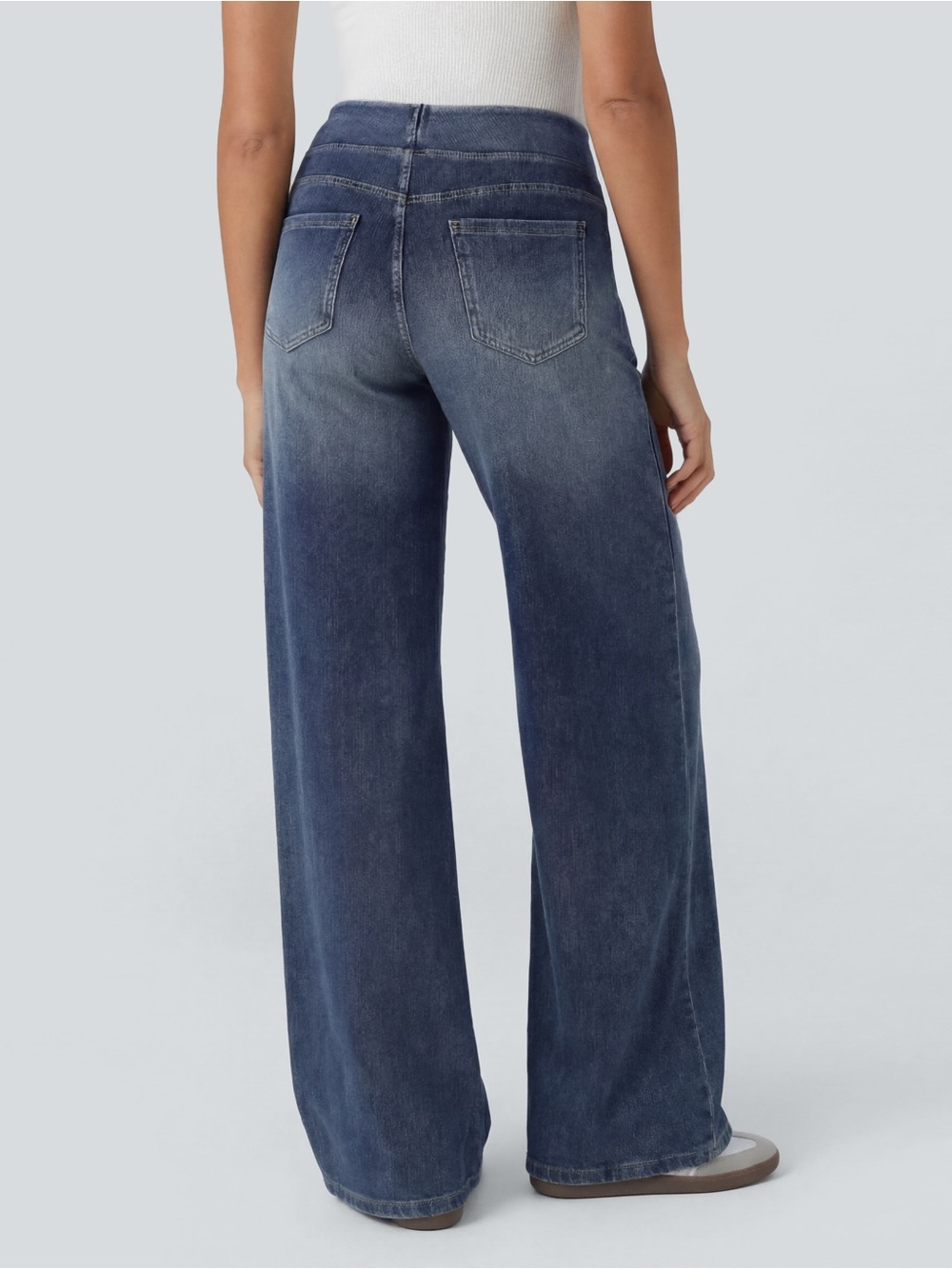 Halara Flex™ High Waisted Pockets Baggy Wide Leg Washed Casual Jeans | Small Reg - Picture 3 of 7